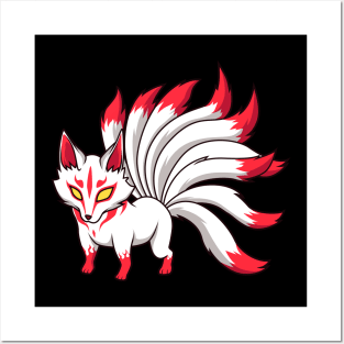 Japanese Yokai figure - Kawaii Kitsune Posters and Art